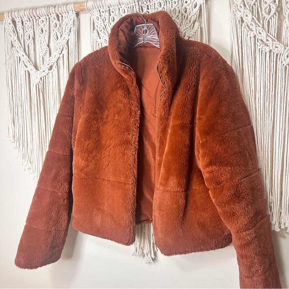 New York & Company Teddy Jacket in Warm Rust